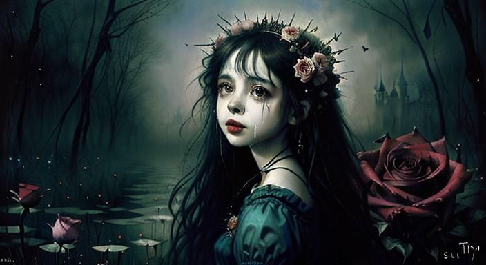 Eerie Fantasy Woman in a Burton-esque Style