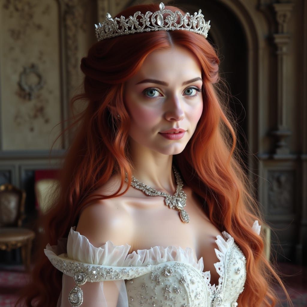 Beautiful Milady de Winter in 1625 Gown with Ruby Jewels