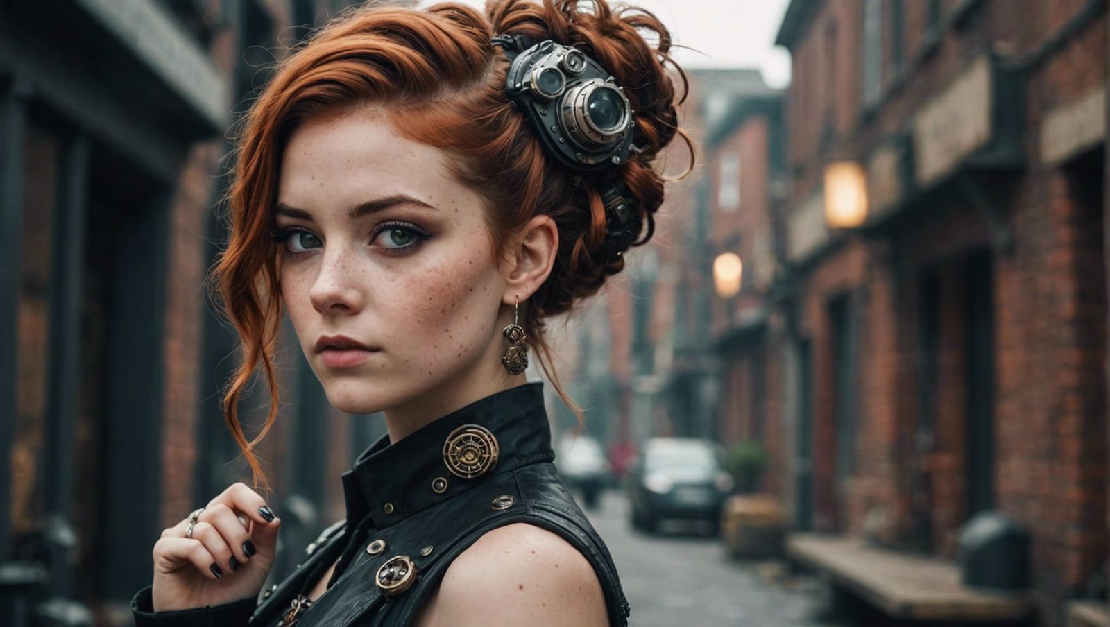 Inspiring Neosteampunk Girl with Sophisticated Gaze