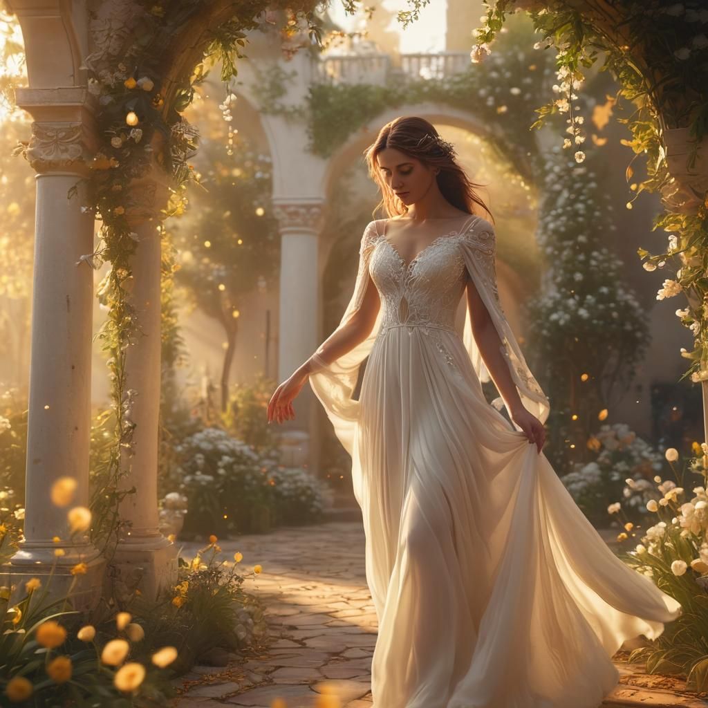 Enchanted Garden with Mystical Woman: Matte Painting