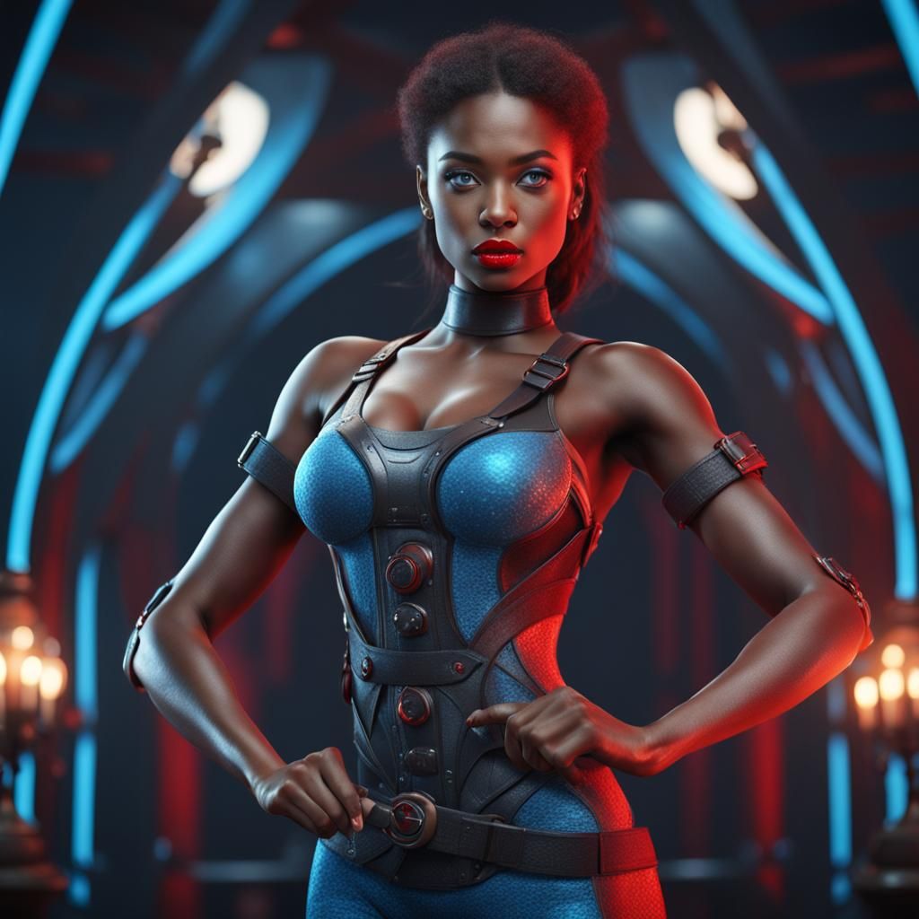 Hourglass Woman with Six-Pack Abs in Dark Fantasy 3D