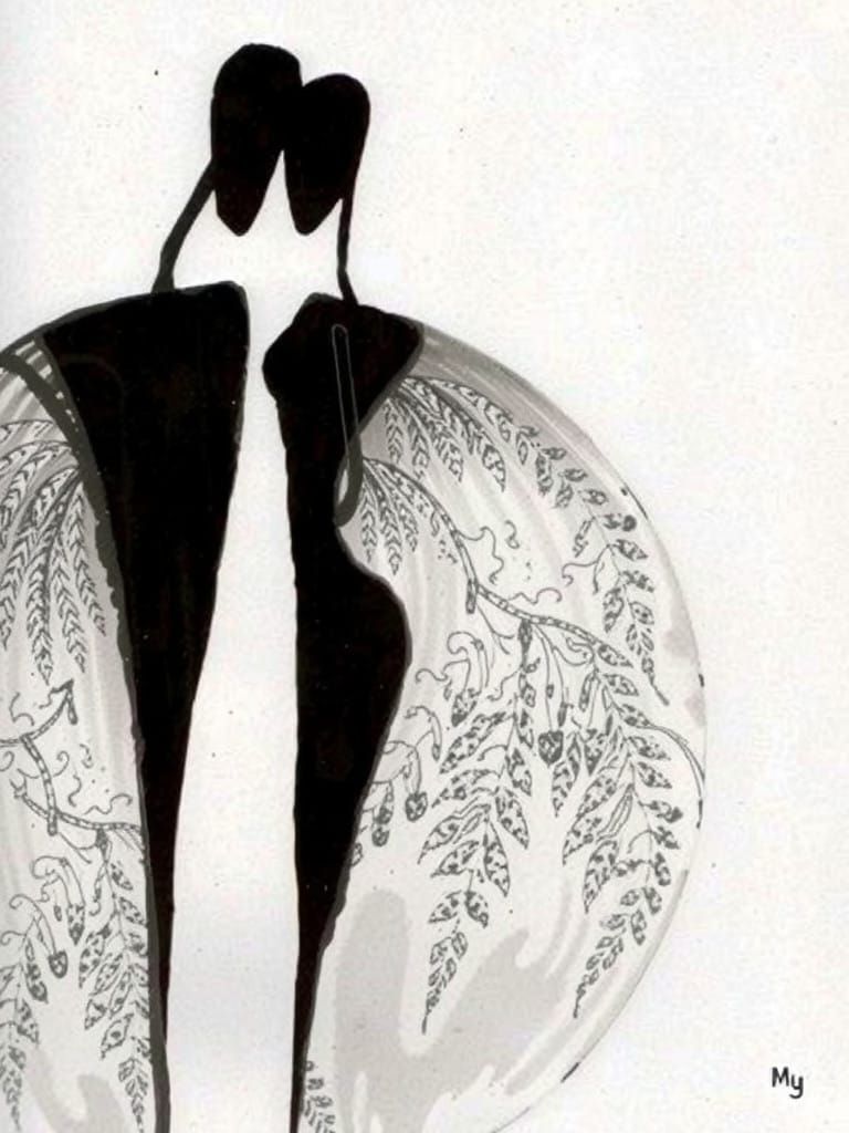 Asexual Figures in Bold Black and Gray