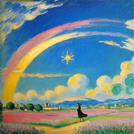 Joyful Spring Swallows in Impressionist Style