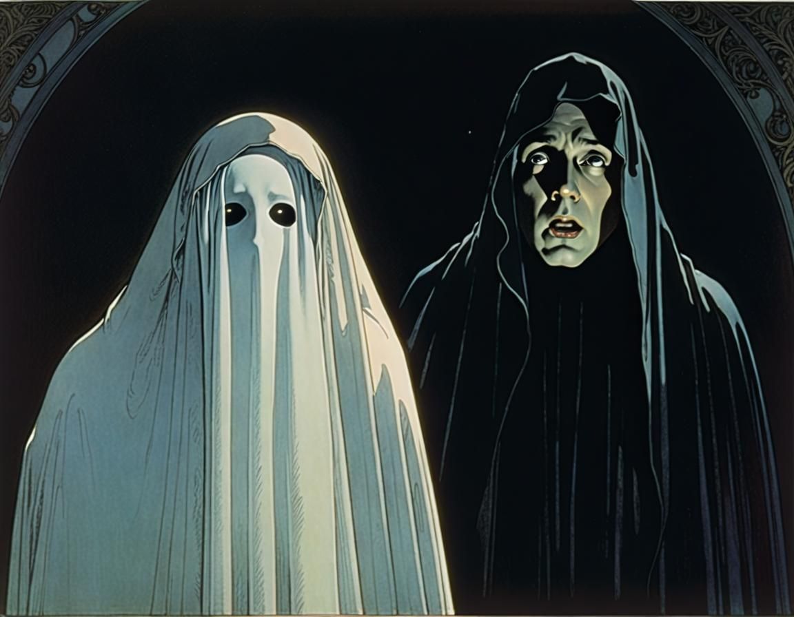 Ethereal Ghostly Man Scares Woman in Garden