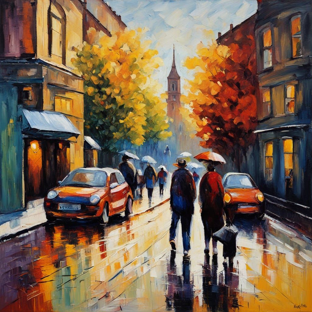 Vibrant Oxford Streets in Thick Impasto Oil Painting