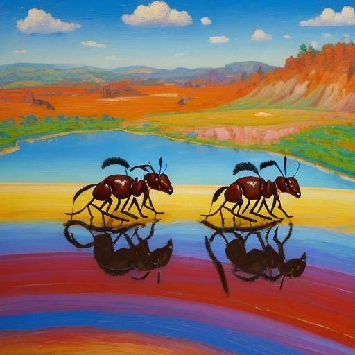 Ants on a Hat: A Neo-Impressionist Oil Painting