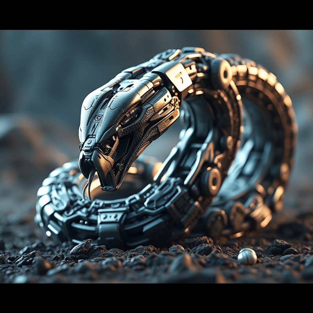Futuristic Mecha Snake in Sci-Fi Style