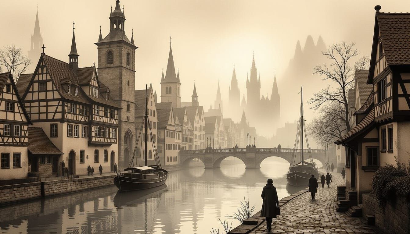 Misty Sepia Sketch in Realistic Style