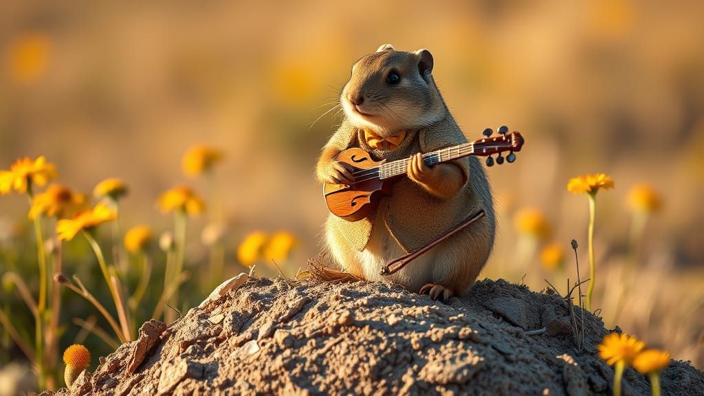 Prairie Dog Fiddler in Golden Light