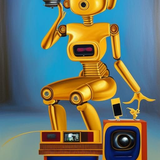 Woman on Golden Box: Pop Surrealism