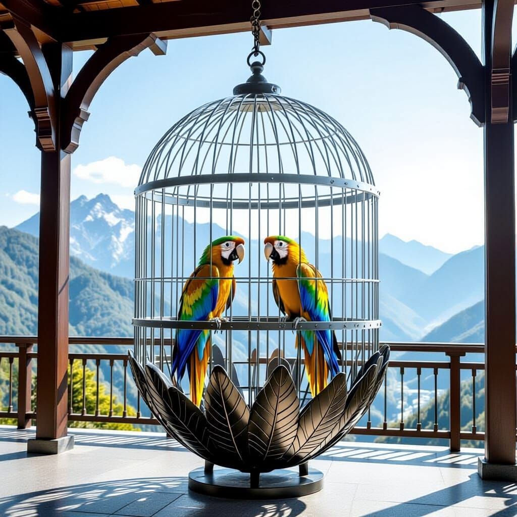 Monumental Eagle Foot Birdcage Art Installation