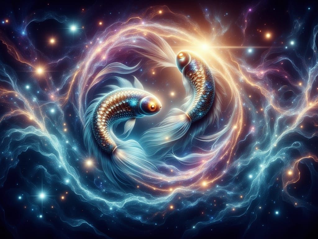 Pisces Zodiac Sign in Hyperrealistic Surrealism