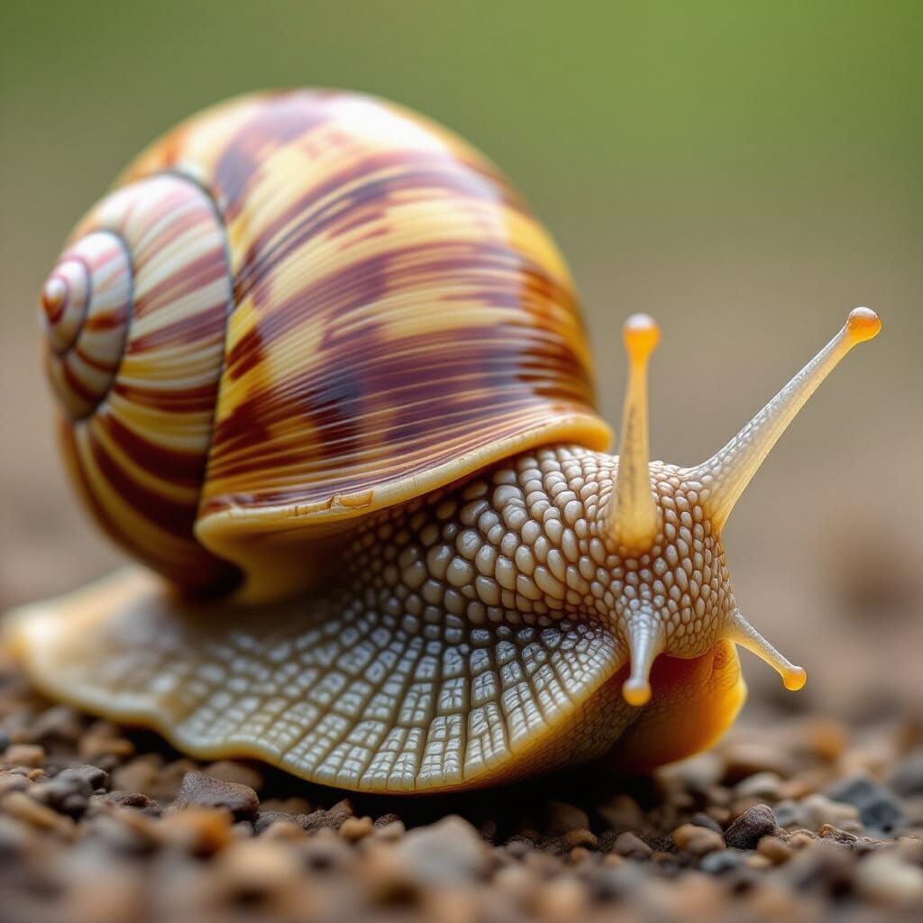 Ultra-Detailed Close-Up of a Realistic Snail