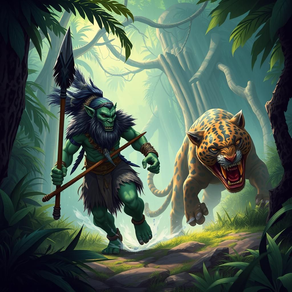 World of Warcraft Troll Hunter in Jungle Scene