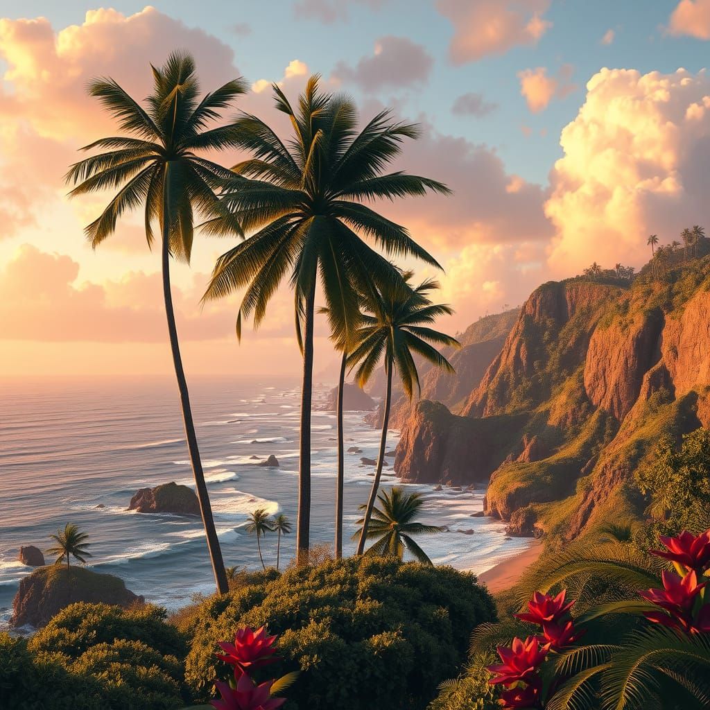 Pacific Coast Fantasy Landscape in Golden Hour