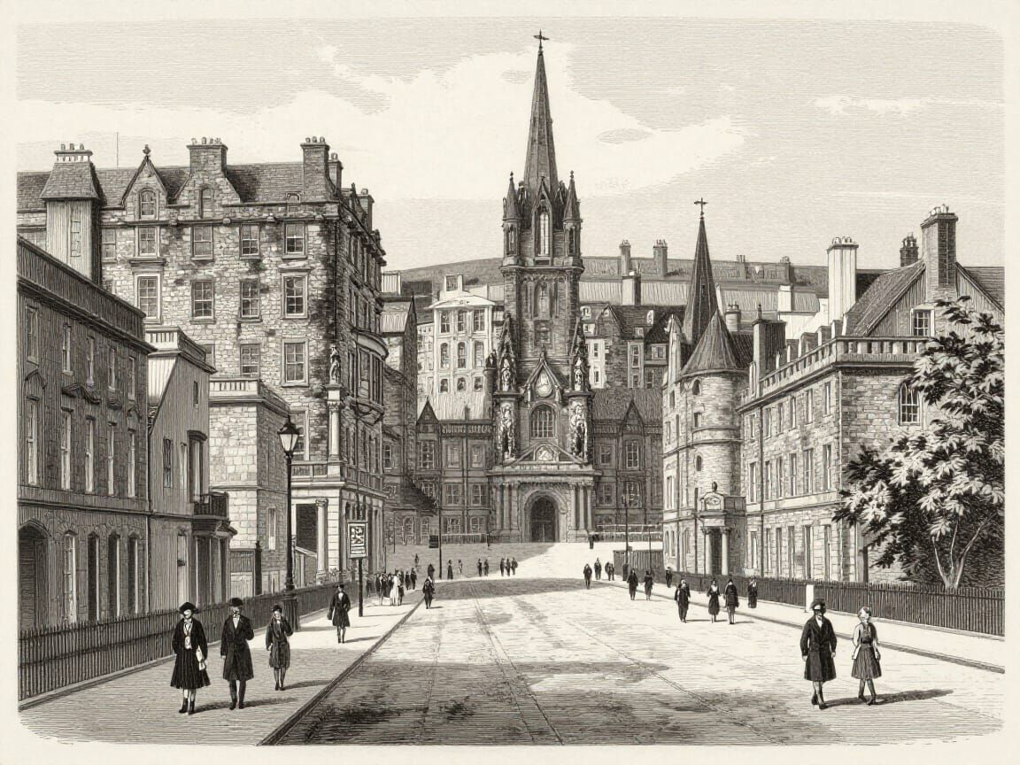 Princes Street, Edinburgh, 19th century engraving