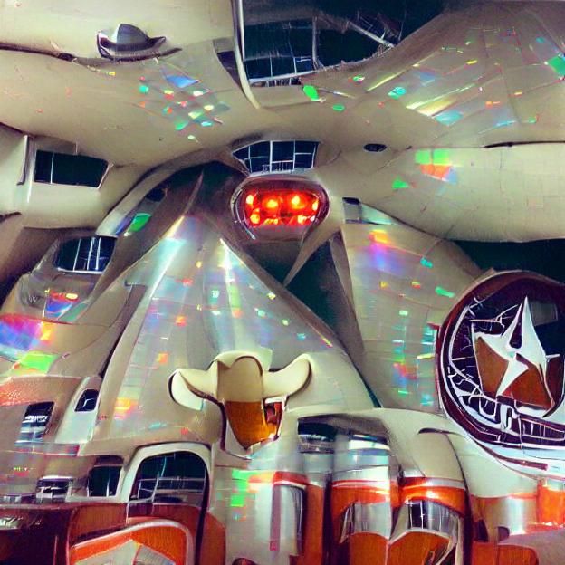 Futuristic Spaceship Interior with Disco Lights