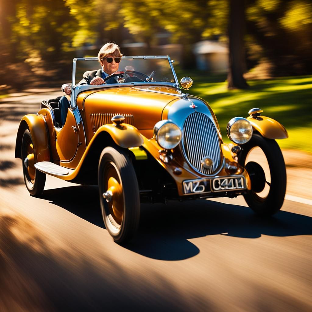 Ducky Mallard Drives a Morgan Car