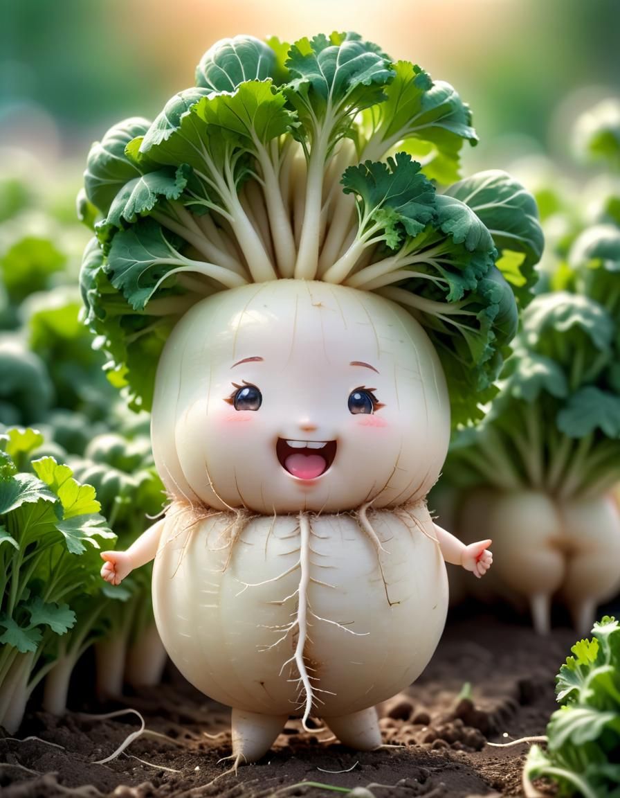Detailed Chibi Daikon Radish in HDR