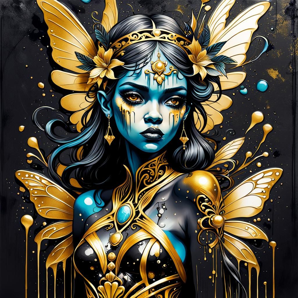 Fairy Queen Gangster in Art Nouveau Graffiti Style