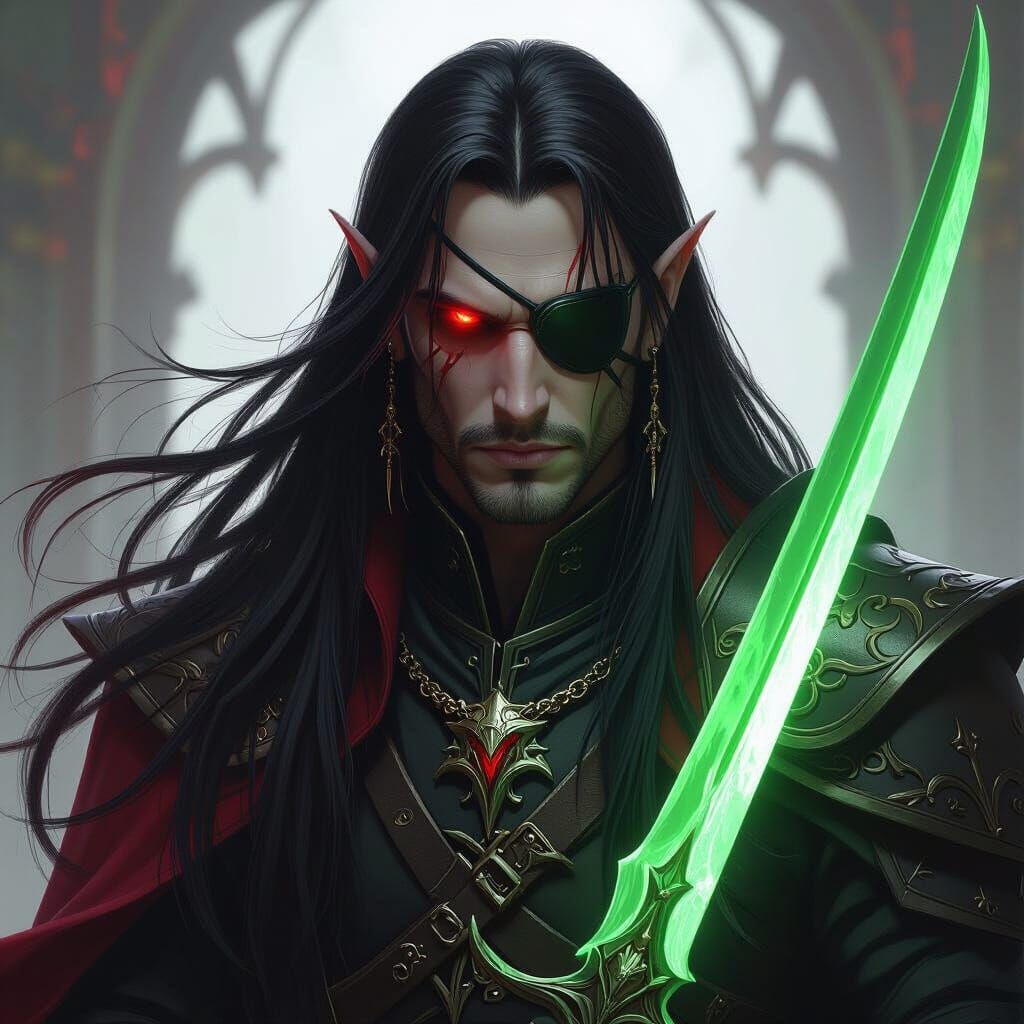 Drukharii Archon With Green Blade and Elven Features