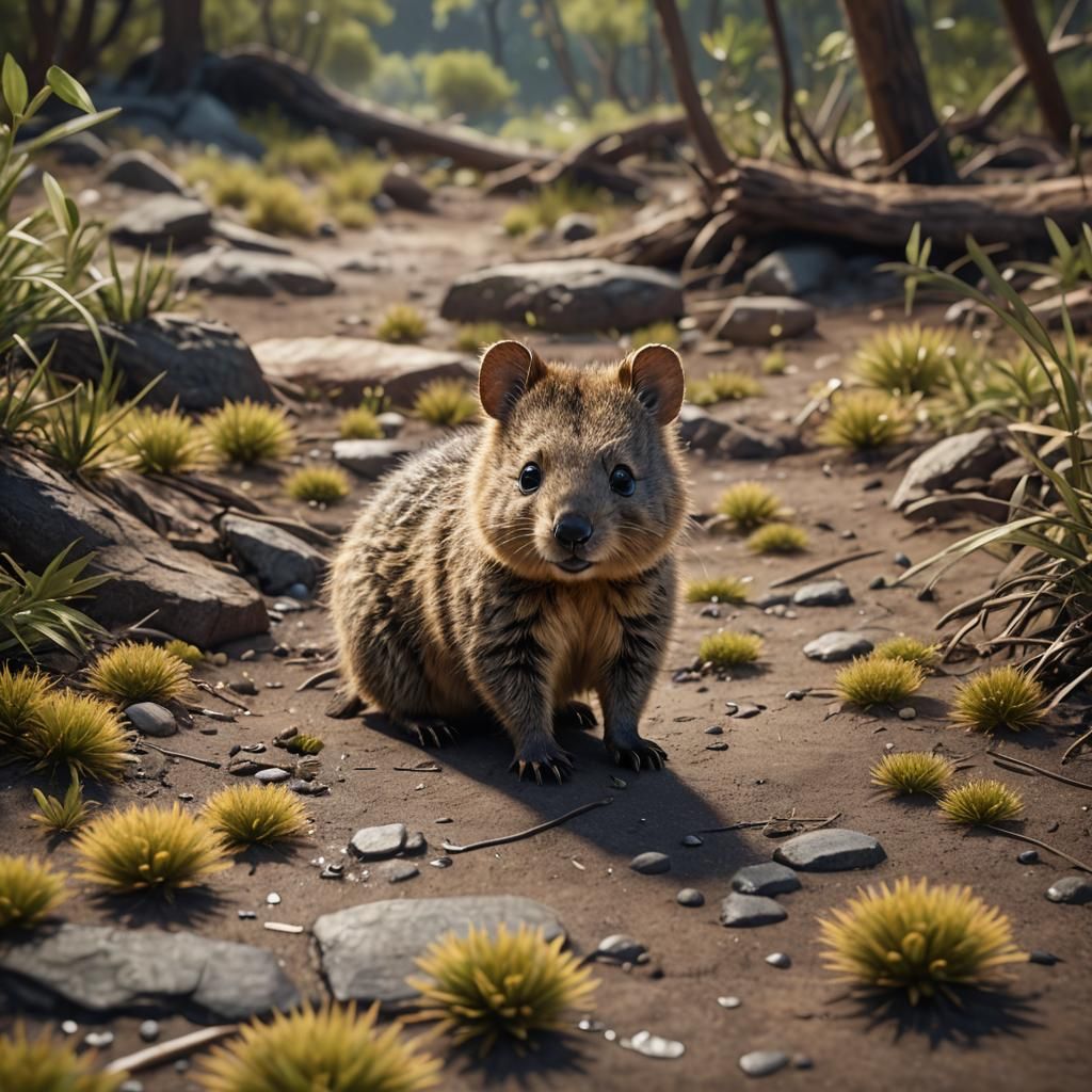 Adorable Baby Quokka in Detailed Matte Painting