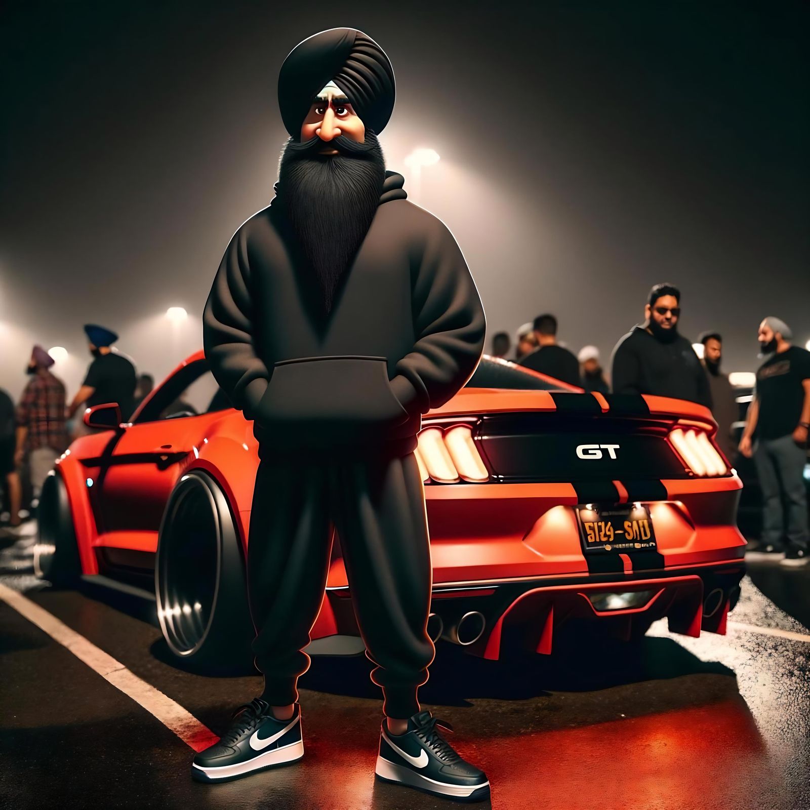 Enchanting Sikh Man at Night Car Meet