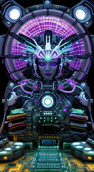 Organic Motherboard Lady in Dreamscape Style