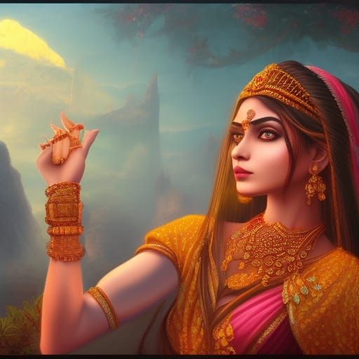 Beautiful Indian Girl in Detailed Matte Painting