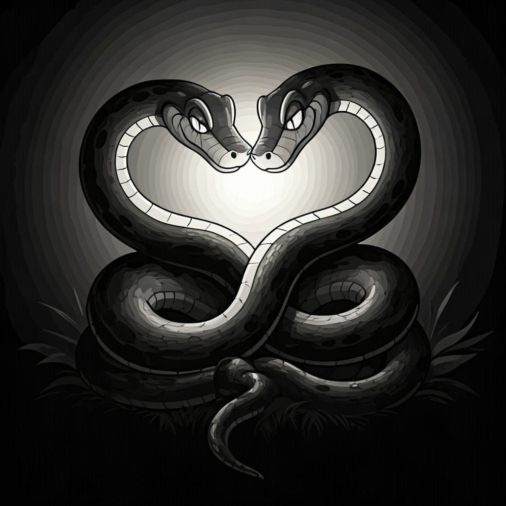 Tender Whimsical Snakes in Classic Disney Style