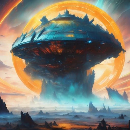 Sci-Fi Couple Kiss in Vibrant Fantasy Art