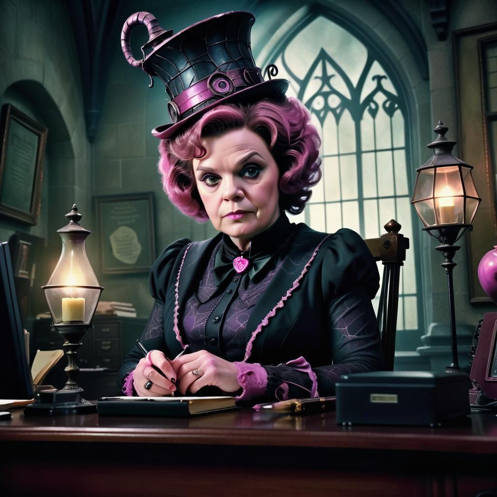 Dolores Umbridge Portrait in Whimsical Gothic Style