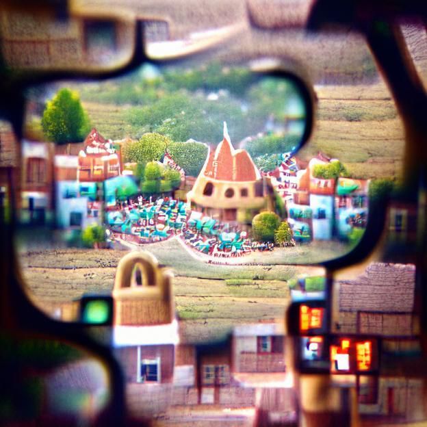 Fantasy Town Seen Through Binoculars
