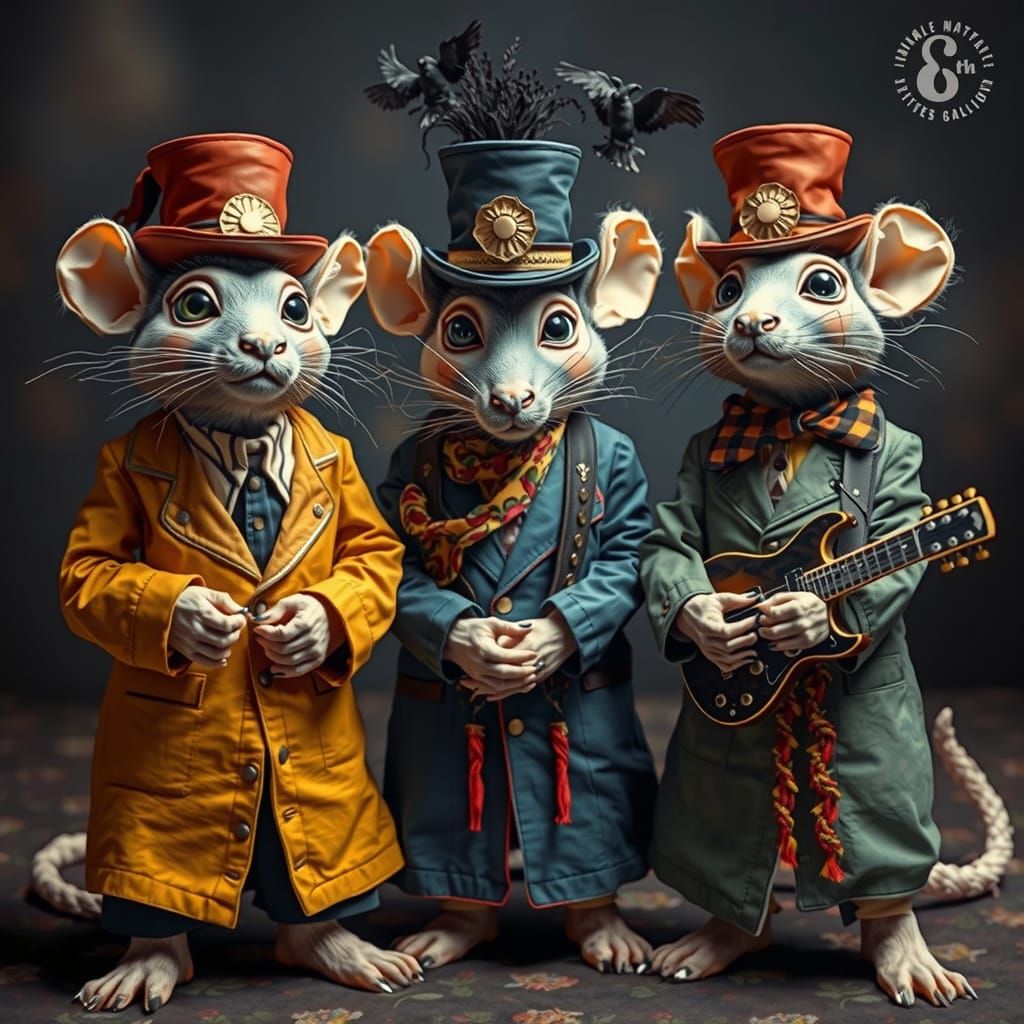 Surreal Hippie Quokka Band Members in 70s Funk-Rock Style