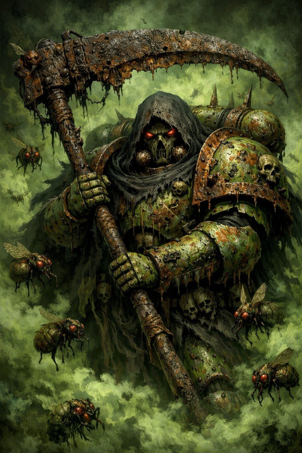 Death Guard Space Marine with Scythe in Toxic Fog