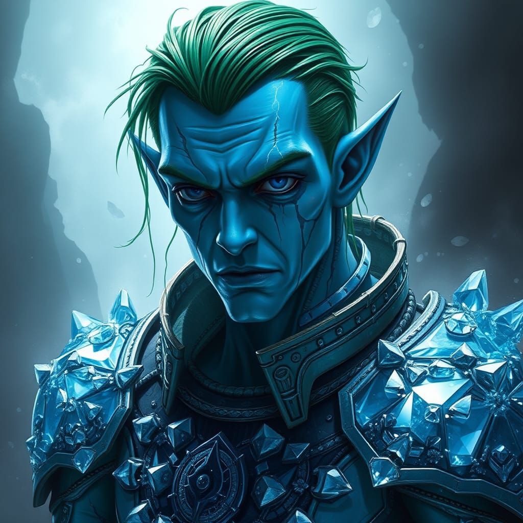 Grotesque Elf in Crystalline Armor, Digital Art