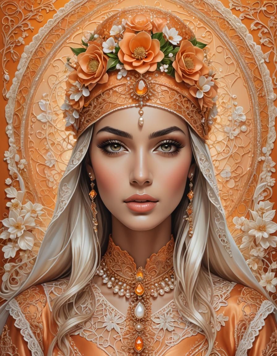 Moroccan Beauty with Floral Details in Digital Painting
