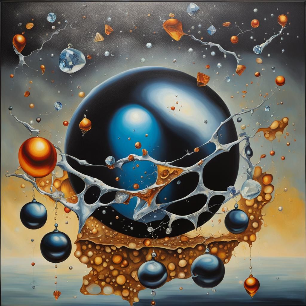 Surreal Cracked Pearls and Diamonds Painting