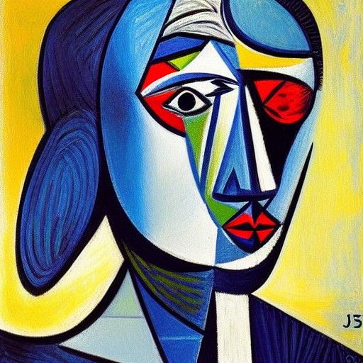 Sorrowful Woman in Cubist Style