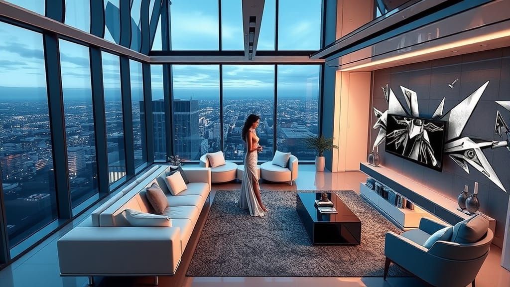 Futuristic Luxury Penthouse Interior in Modern Style