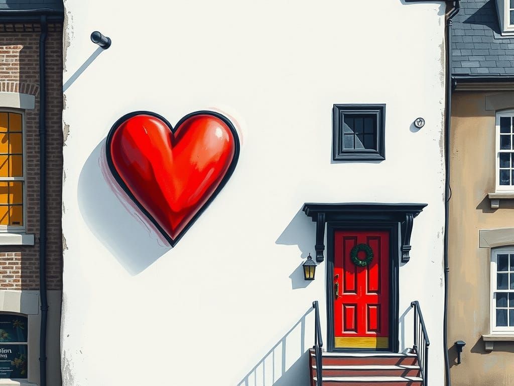 3D Red Heart in Abstract Cubist Style