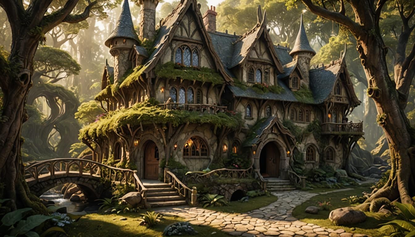 Elven Cottage in Mystical Forest, Victorian Architecture