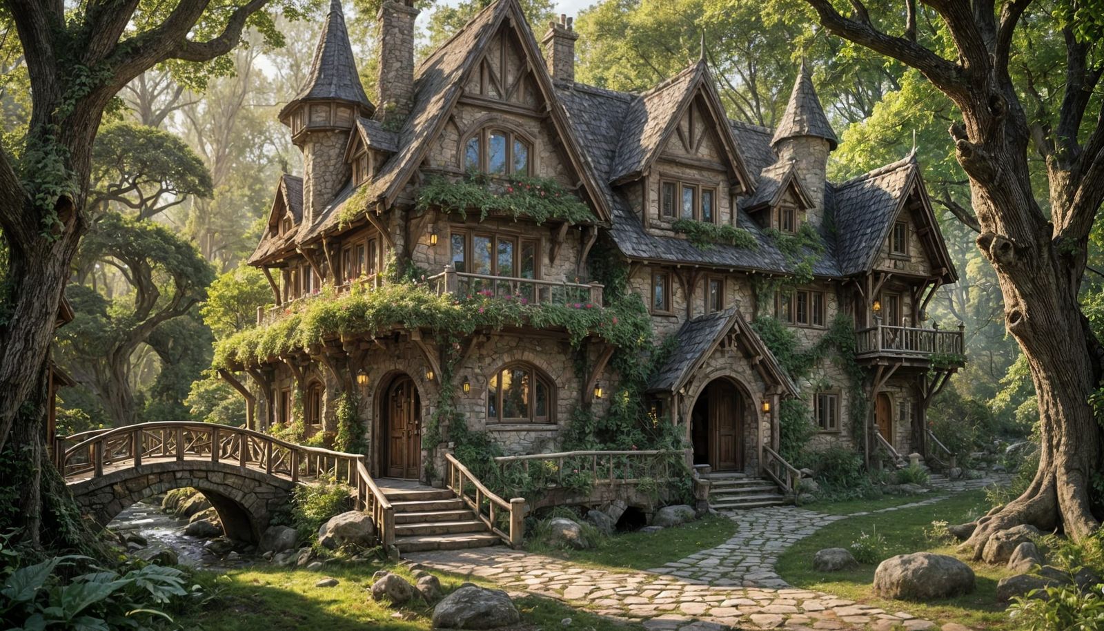 Elven Cottage in Mystical Forest, Victorian Architecture