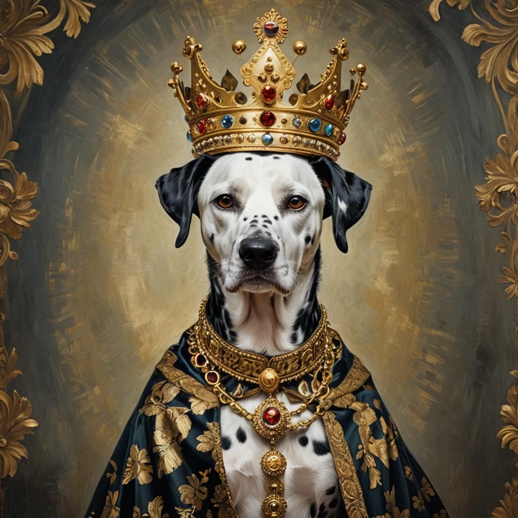 Dalmatian Dog as Royalty in Baroque Portrait
