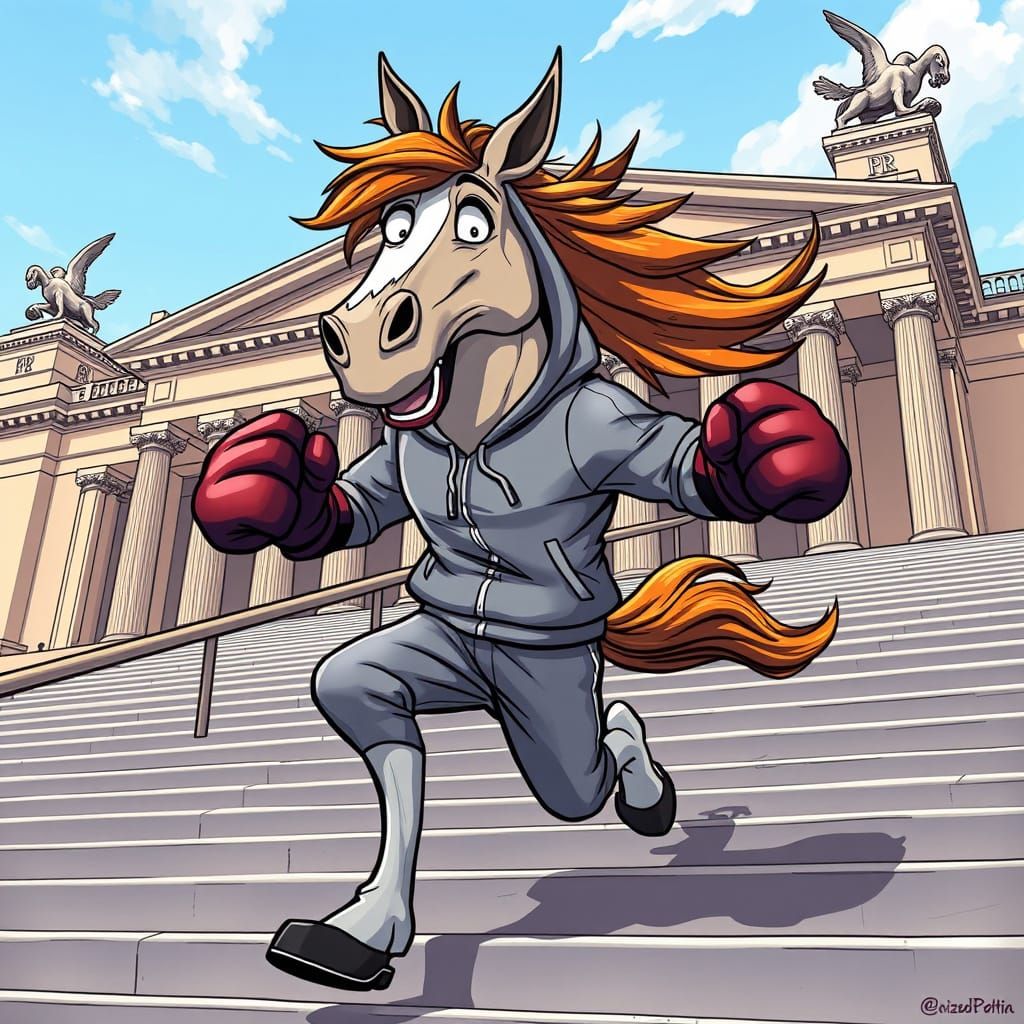 Grey Stallion Triumphs on Philly's Iconic Steps