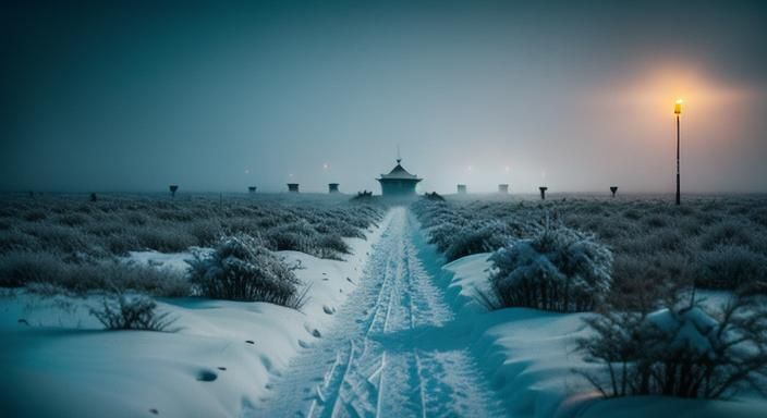 Eerie Dawn on a Frosty World War 1 Battlefield