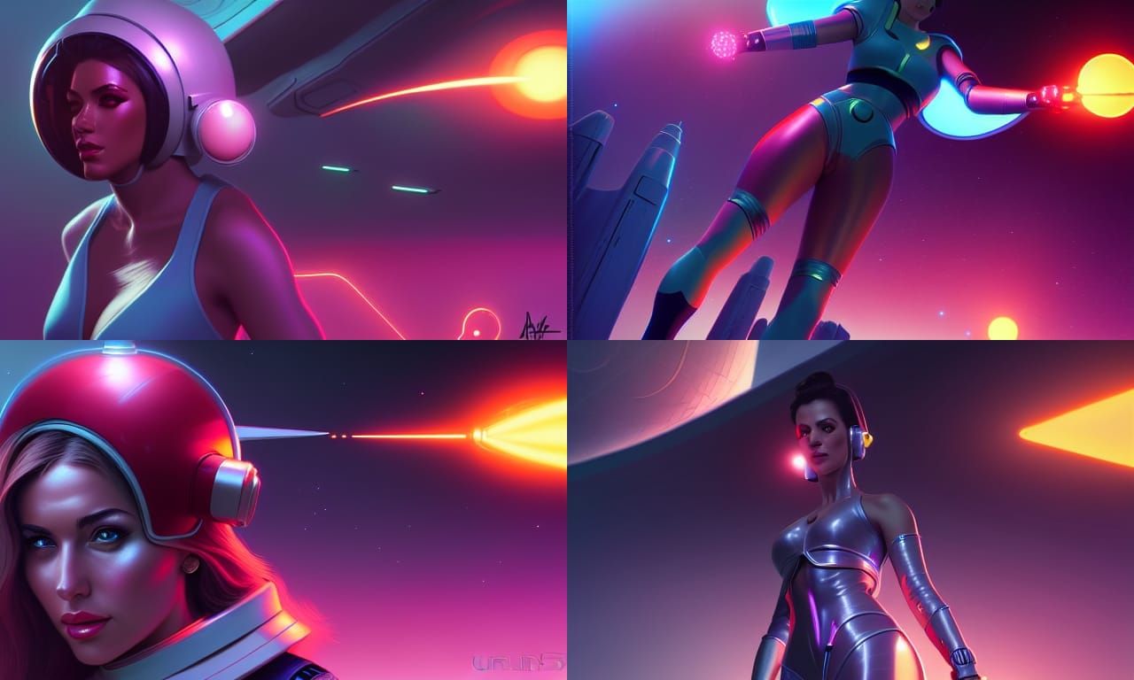 Retro-Futuristic Space Women in Detailed Digital Painting