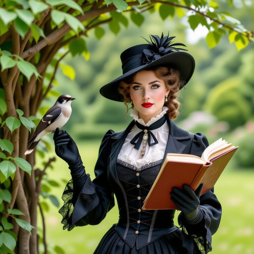 Antiquarian Femme Fatale Investigating Lush Arbor