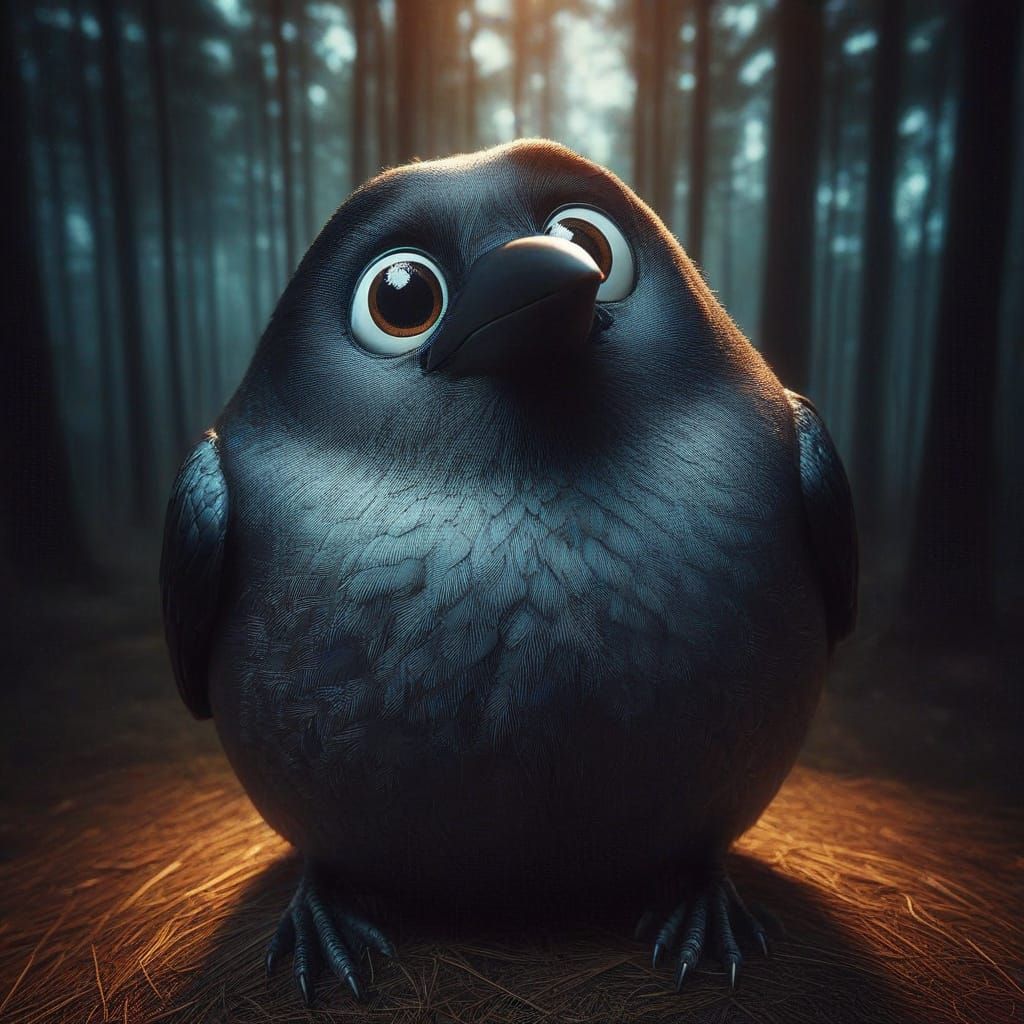 Mysterious Crow Portraits in Dark Forest