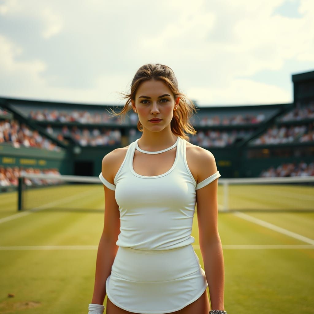Iga Swiatek on Wimbledon Grass Court: Cinematic Film Still